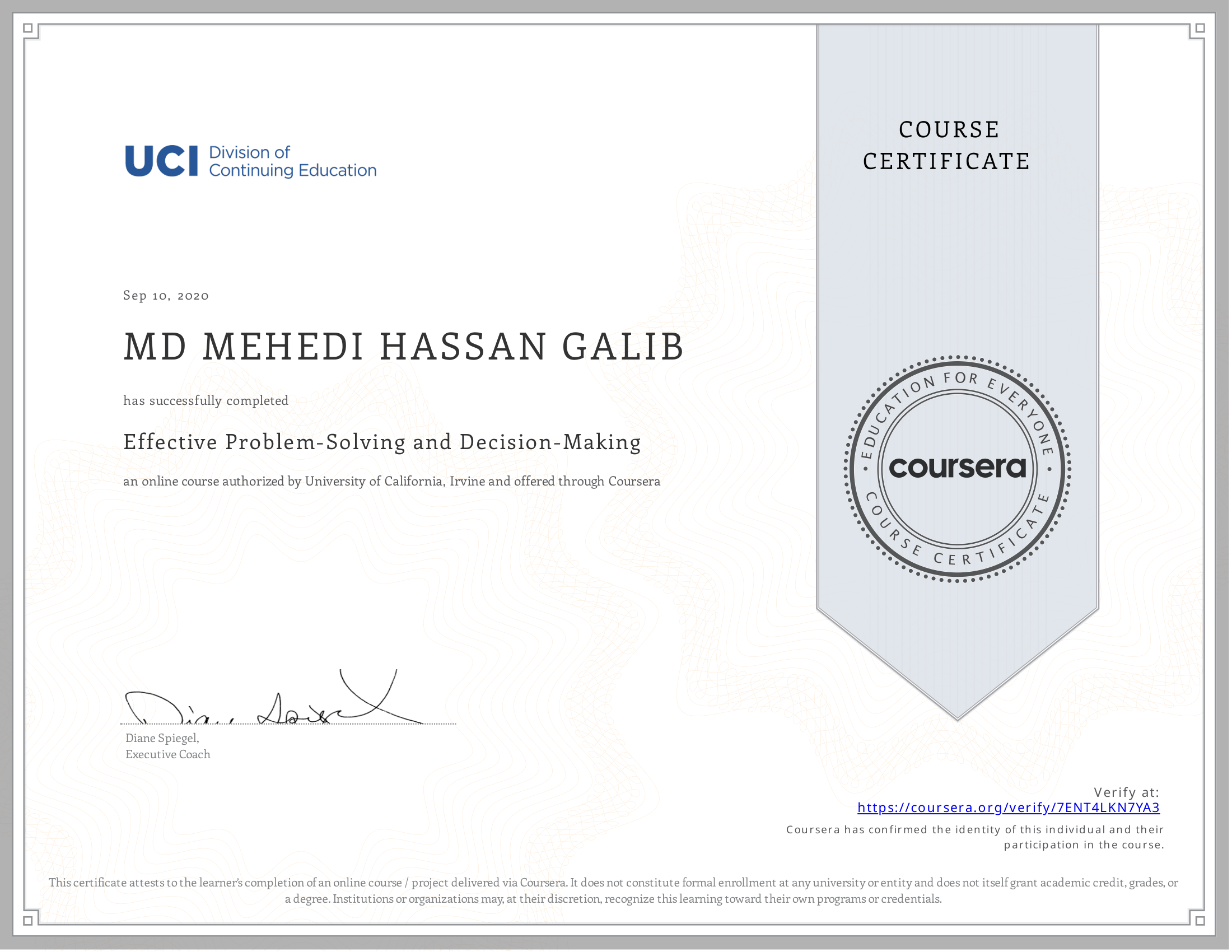 Effective Problem-Solving and Decision-Making certificate preview