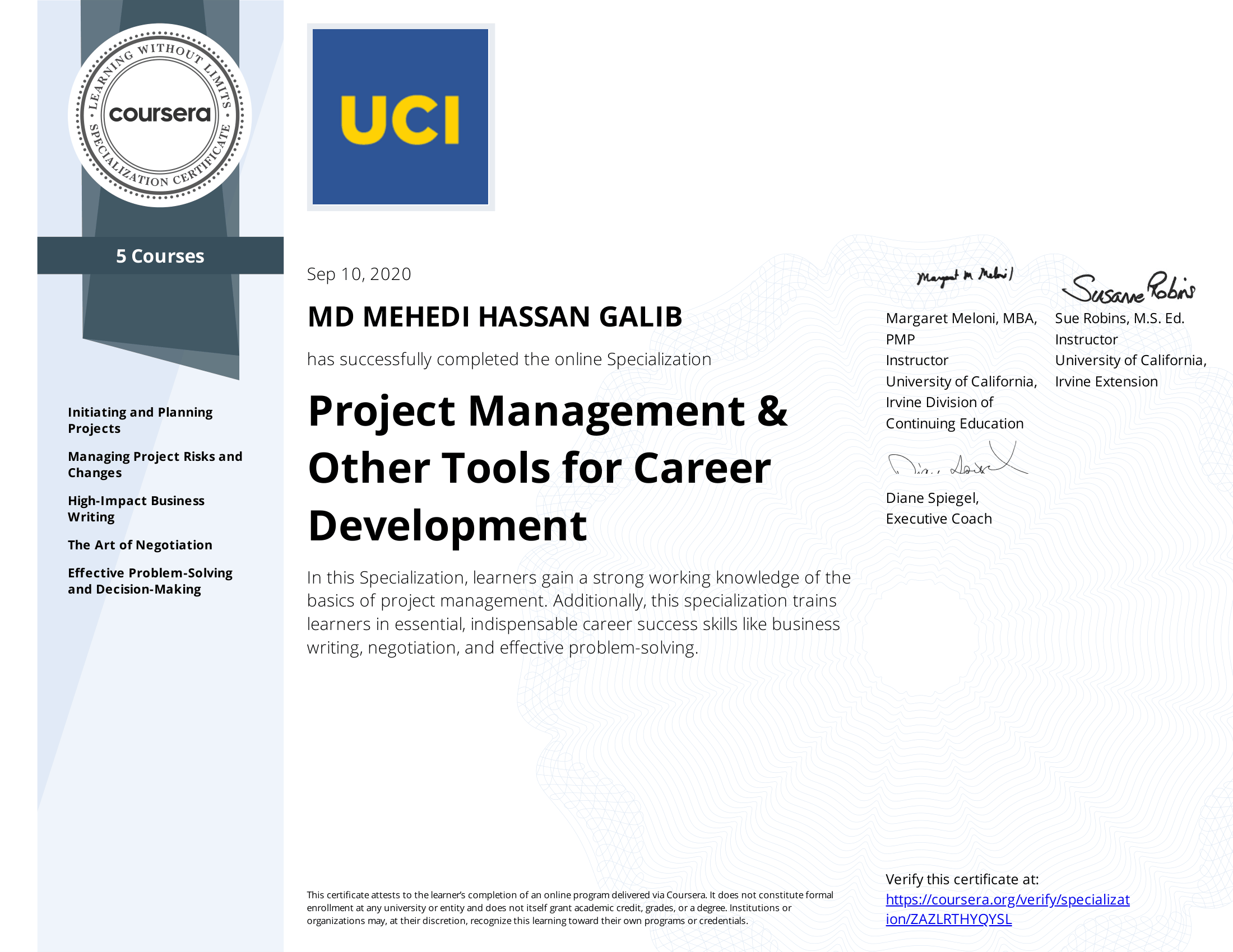 Project Management & Other Tools for Career certificate preview